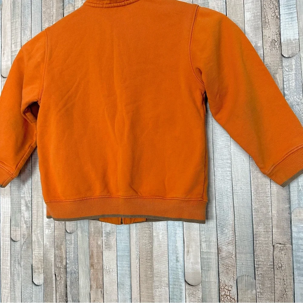 Janie and Jack 4 Boys Orange Full‎ Zip Jacket Sweatshirt Cotton Terry Knit Palm